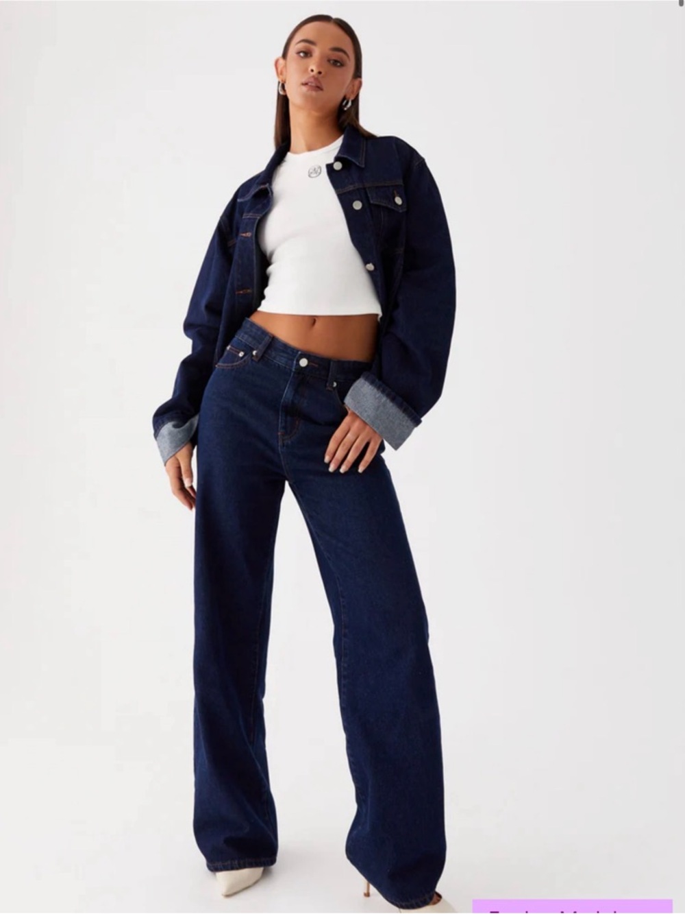 Peppermayo Dark Blue High-Rise Wide Leg Jeans